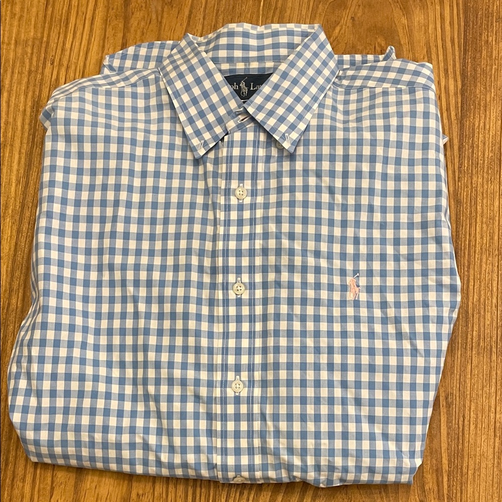 Ralph Lauren Polo Blue and White Checkered Men's Shirt